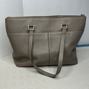 Nordstrom Taupe Gray Leather Tote Bag